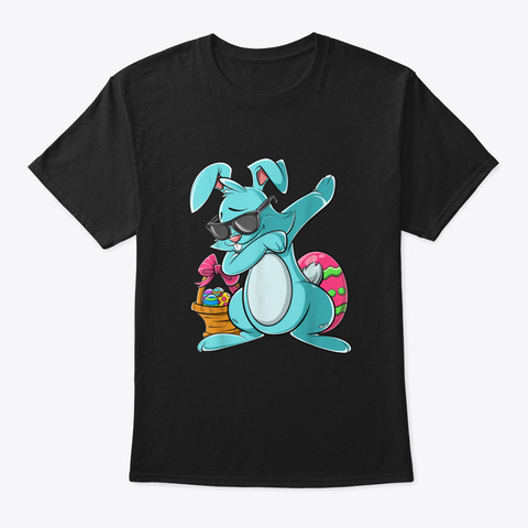 Dabbing Bunny Easter T Shirt For Boys Gi Black T-Shirt Front