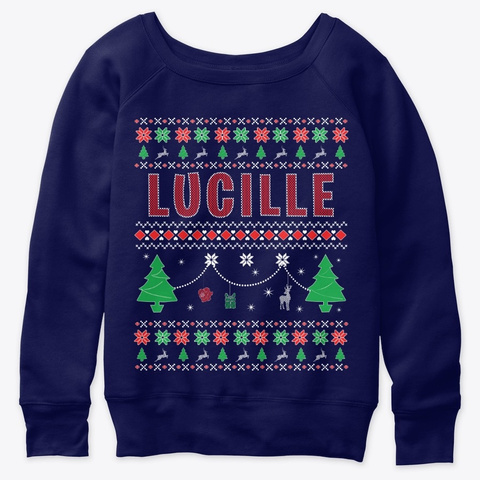 Xmas Themed Personalized For Lucille Navy  áo T-Shirt Front