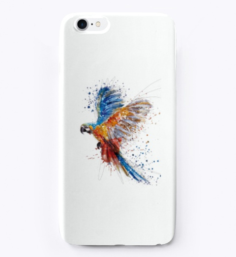 Colorful Parrot White T-Shirt Front