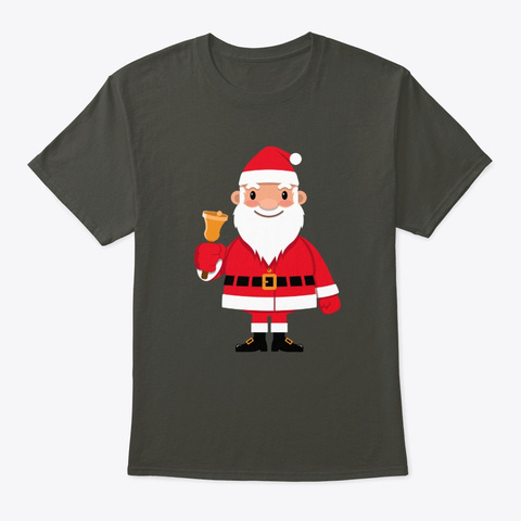 Santa In Red Hat & Costume Is Ringing Smoke Gray T-Shirt Front