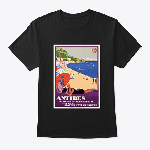 Antibes (Cote D'azur), France   Vintage  Black T-Shirt Front