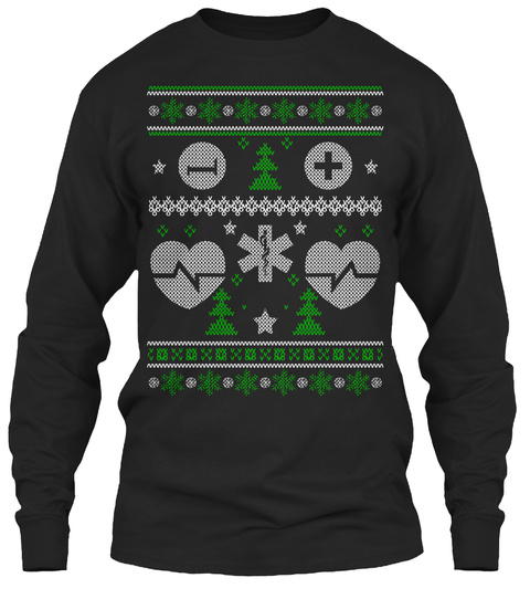 Paramedic Ugly Christmas Sweater! Black T-Shirt Front