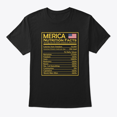 Patriotic Merica Nutrition Facts Unisex Tshirt