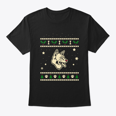Christmas Tamaskan Gift Black T-Shirt Front