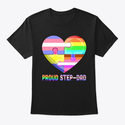 Proud Stepdad Lgbt Pride Funny Gift Tee Black T-Shirt Front
