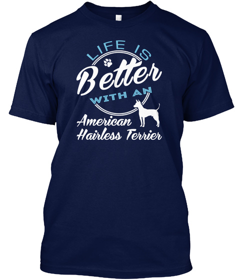 American Hairless Terrier Navy T-Shirt Front