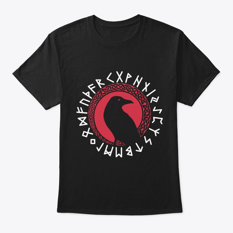 Ravens Of Odin Celtic Norse Runes Viking Black T-Shirt Front