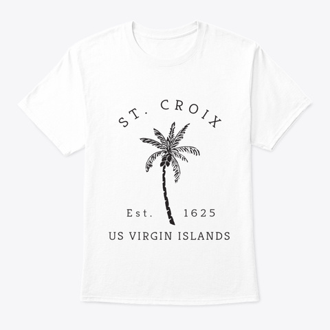 Retro Cool St. Croix Usvi Beach Palm Tre White T-Shirt Front