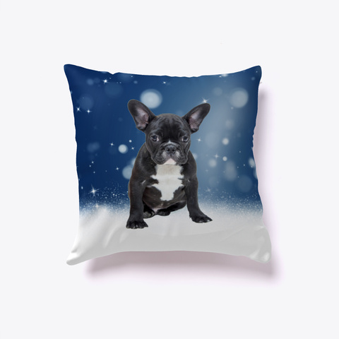 French Bulldog Sitting In Snow  White T-Shirt Front