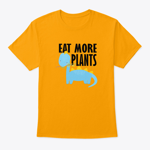 Dino Kids Vegetarian Vegan School Gift Gold T-Shirt Front