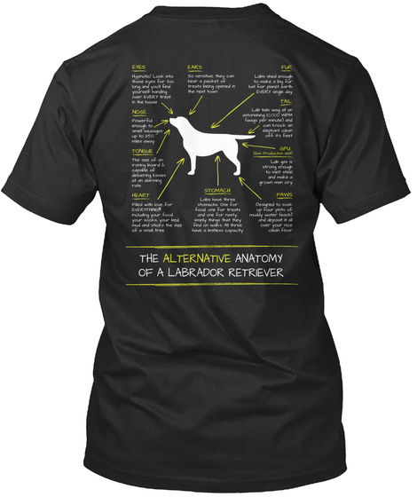The Alternative Anatomy Of A Labrador Retriever Black T-Shirt Back