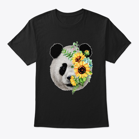 Panda Flower Lovely Cartoon Farm My Best Black T-Shirt Front
