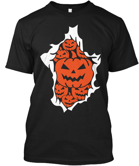 Halloween Pumpkins Burst Black T-Shirt Front