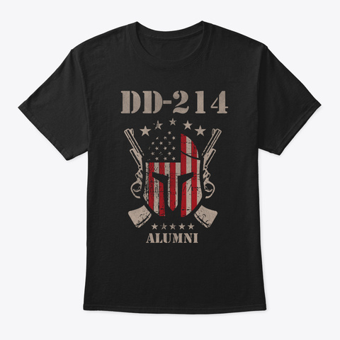 Dd 214 Us Armed Force Alumni Veteran Black T-Shirt Front