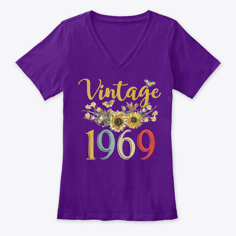 Womens Vintage 1969 Sunflower 51 St Team Purple  Kaos Front