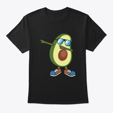 Dabbing Avocado Funny Fruit Long Sleevef Black T-Shirt Front