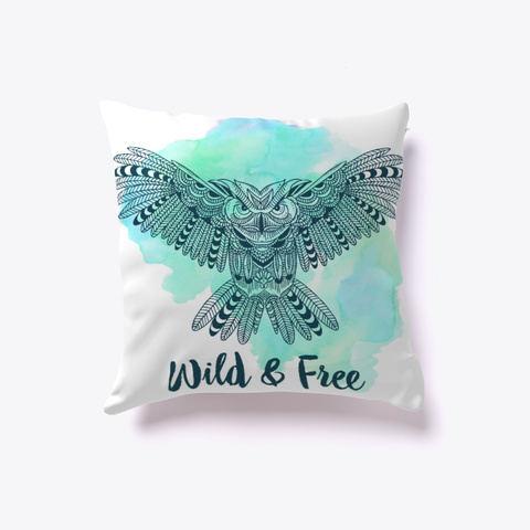 Owl Pillow   Wild And Free White Kaos Front