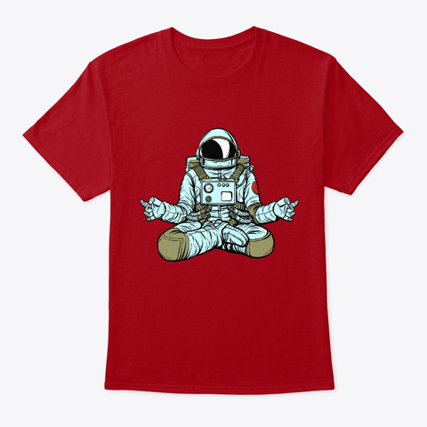 Meditation Yoga Astronaut Funny Space Te Deep Red T-Shirt Front