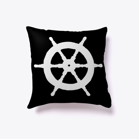 Nautical Ships Wheel Throw Pillow Black T-Shirt Front