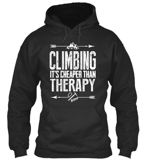 Climbing It's Cheaper Than Therapy Jet Black T-Shirt Front