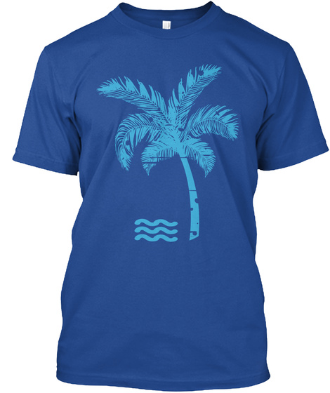 T Shirt California Palm Tree Beach Deep Royal T-Shirt Front