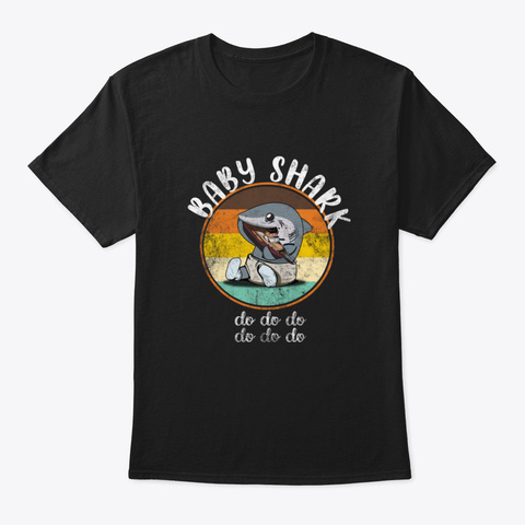 Baby Shark Retro Vintage Black T-Shirt Front