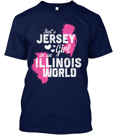 Just A Jersey Girl In An Illinois World Navy Camiseta Front