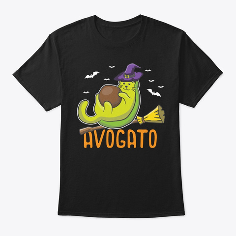Cats Witch Cat Avocado Lover Avogato Black T-Shirt Front