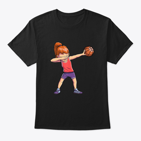 Dabbing Basketball Shirt Girl Dab Dance  Black T-Shirt Front