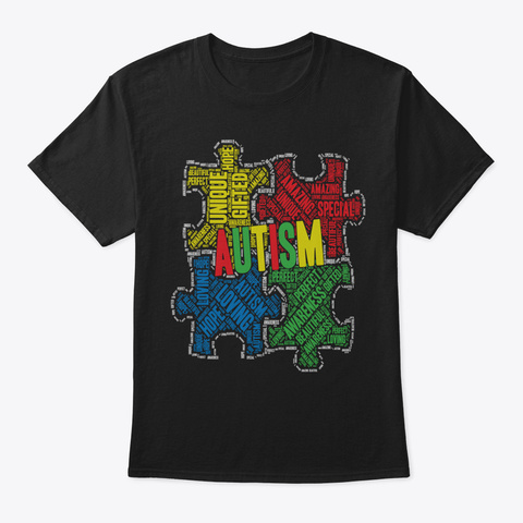 Autism Awareness Shirt Autism Puzzle Pie Black áo T-Shirt Front