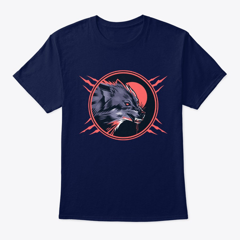 Wolf T Shirt Navy Camiseta Front