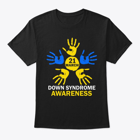 Hand Down Syndrome Awareness Gift Black Camiseta Front