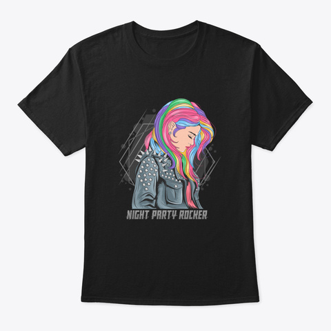 Cute Rainbow Girl Black T-Shirt Front