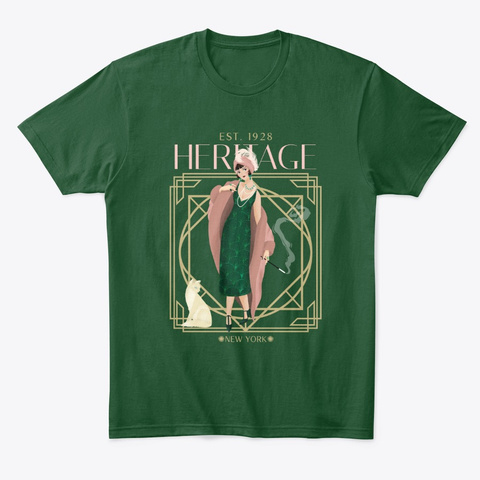 Roaring 20s Heritage New York Woman Forest Green  T-Shirt Front