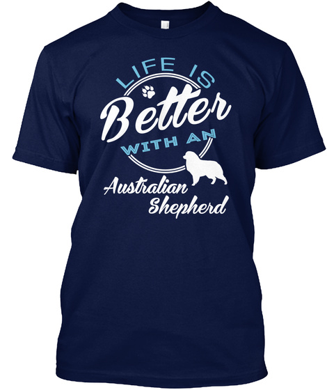 Australian Shepherd Navy T-Shirt Front