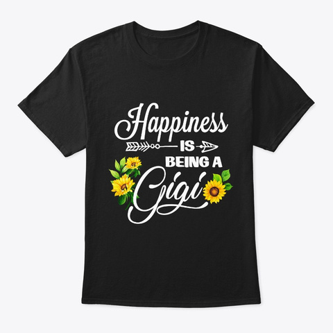 Happiness Is Being A Gigi Cute Womens Gr Black T-Shirt Front