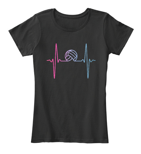 Heartbeat Volleyball T Shirt Black T-Shirt Front