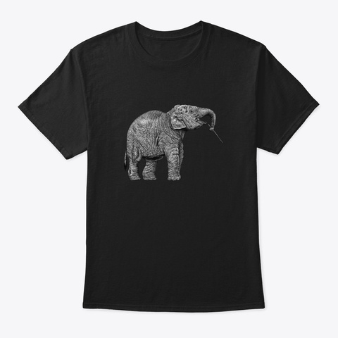 Baby Asian Elephant Black T-Shirt Front