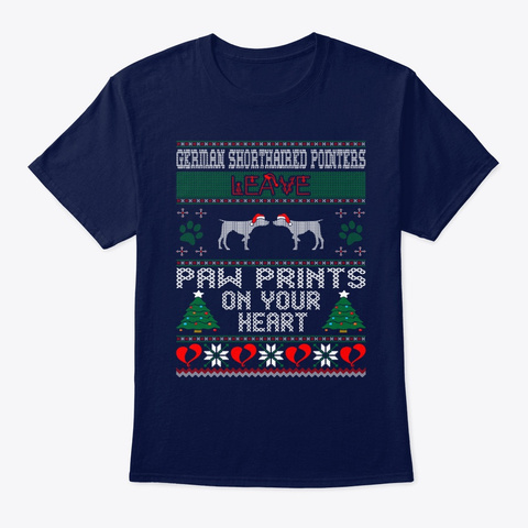 Shorthaired Pointers Paw Print On Heart Navy T-Shirt Front