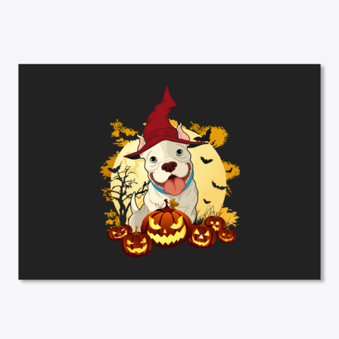 Sticker Pitbull Halloween Pumpkin Black T-Shirt Front