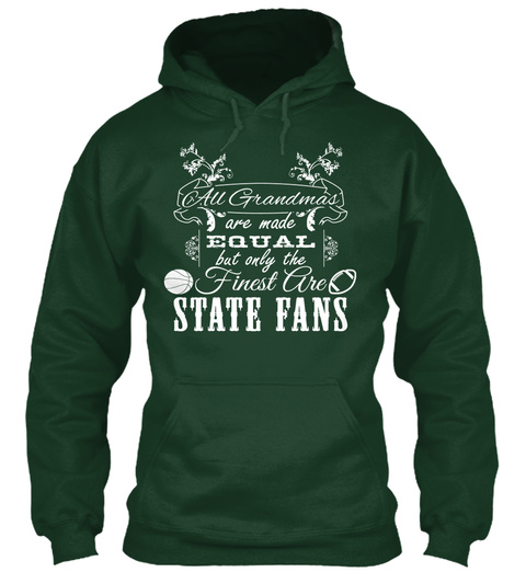 Only The Finest Grandmas Are State Fans Forest Green T-Shirt Front