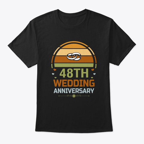 48th Wedding Anniversary Vintage Gift Black T-Shirt Front