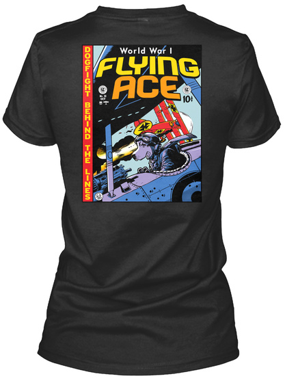 World War I Flying Ace Black T-Shirt Back