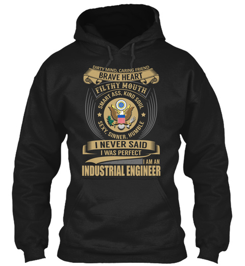 Industrial Engineer   Brave Heart Black T-Shirt Front