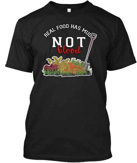 Real Food Vegan Vegetarian Shirt Black T-Shirt Front