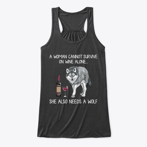 Wolf And Wine Funny  Shirt Dark Grey Heather Camiseta Front