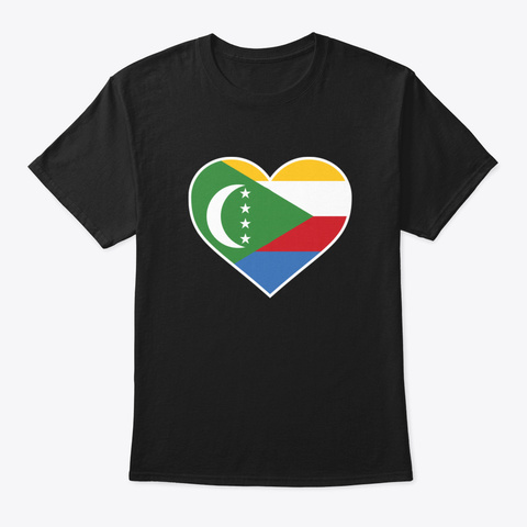 Love Comoros Flags Black T-Shirt Front
