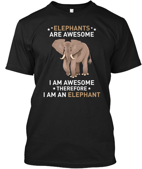 Elephants Are Awesome (N) Black T-Shirt Front