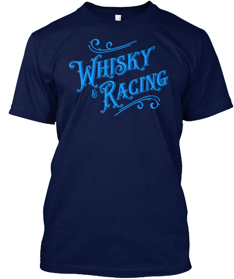 Whisky And Racing Horse Car Navy T-Shirt Front