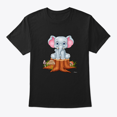 Baby Elephant 8 Hv08 Black T-Shirt Front